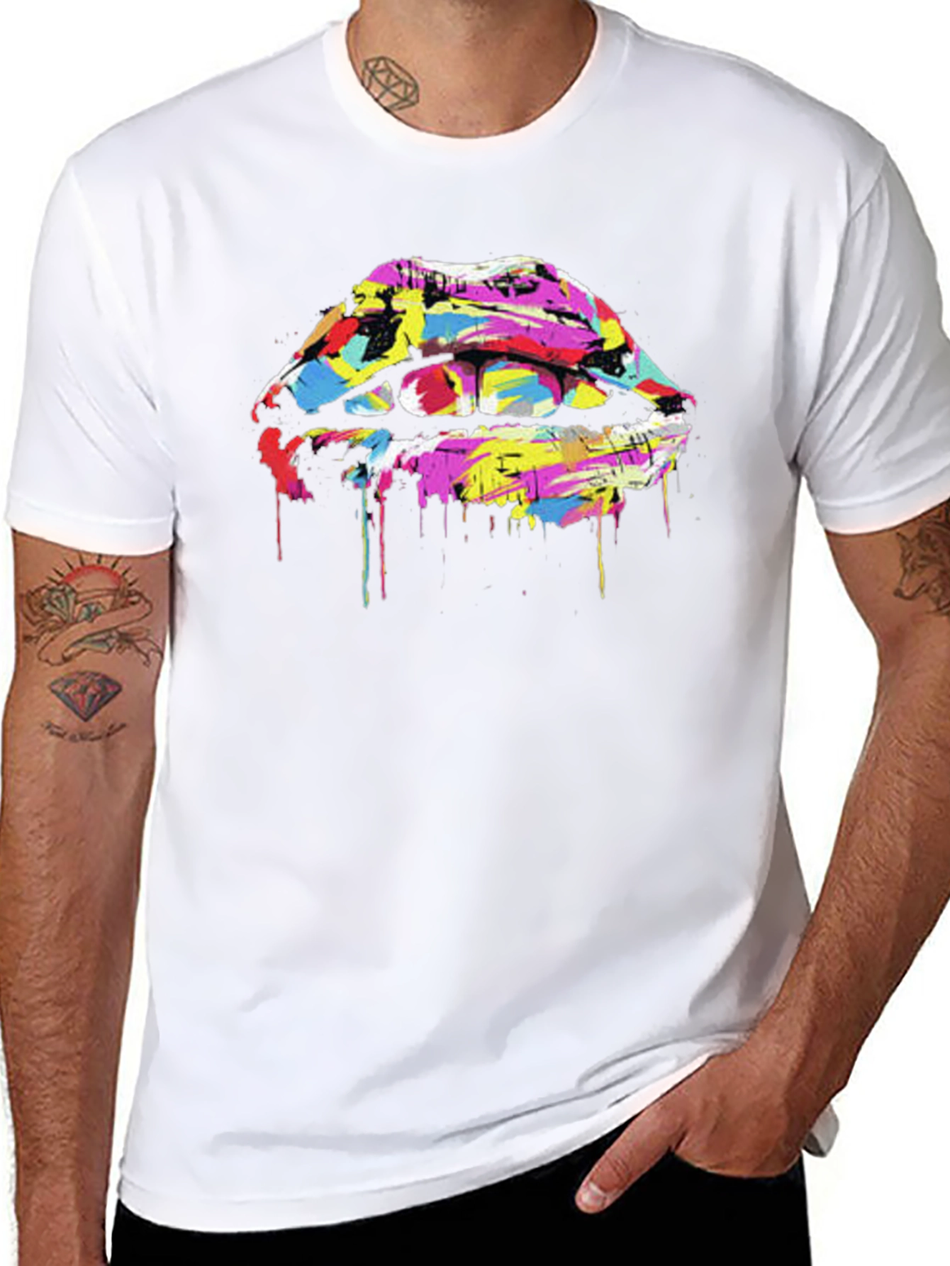Abstract Lips Graphic Tee - Modern Art Print