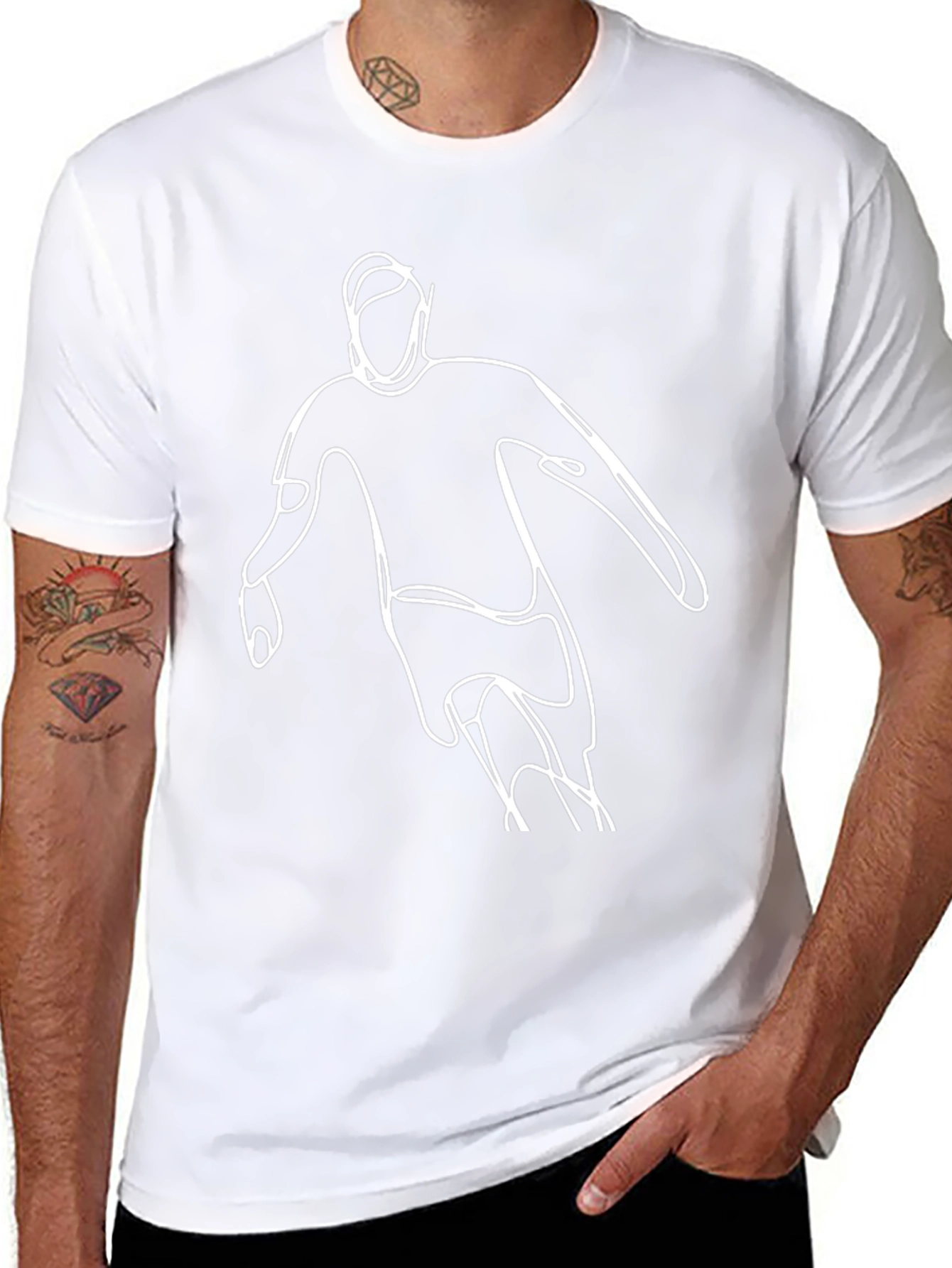 Abstract Athlete Graphic Tee - Stylish Minimalist Design