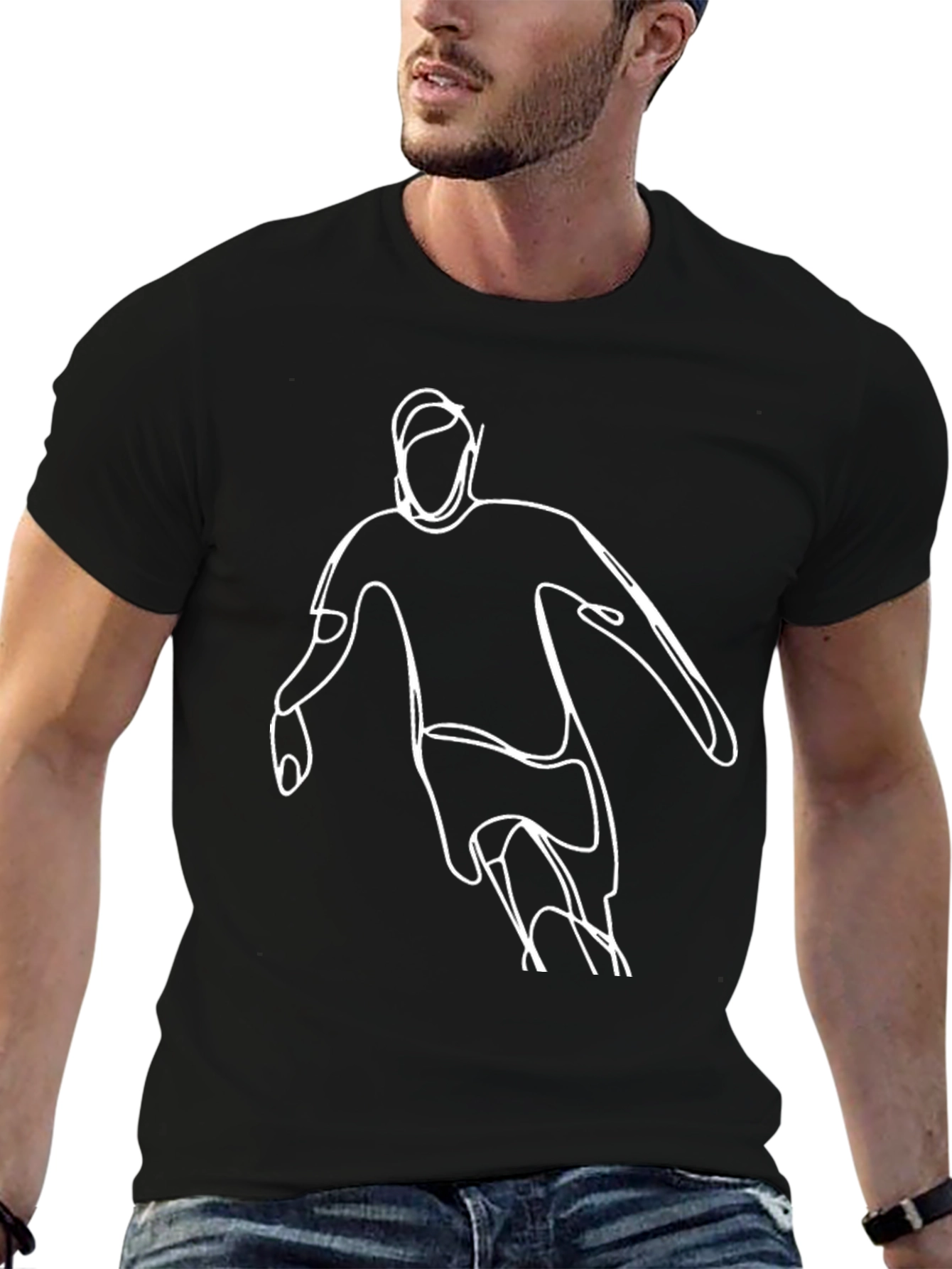 Abstract Athlete Graphic Tee - Stylish Minimalist Design