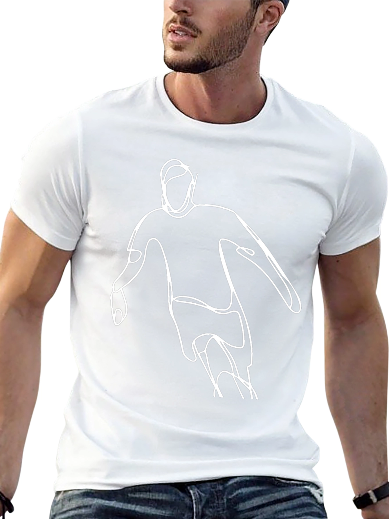Abstract Athlete Graphic Tee - Stylish Minimalist Design