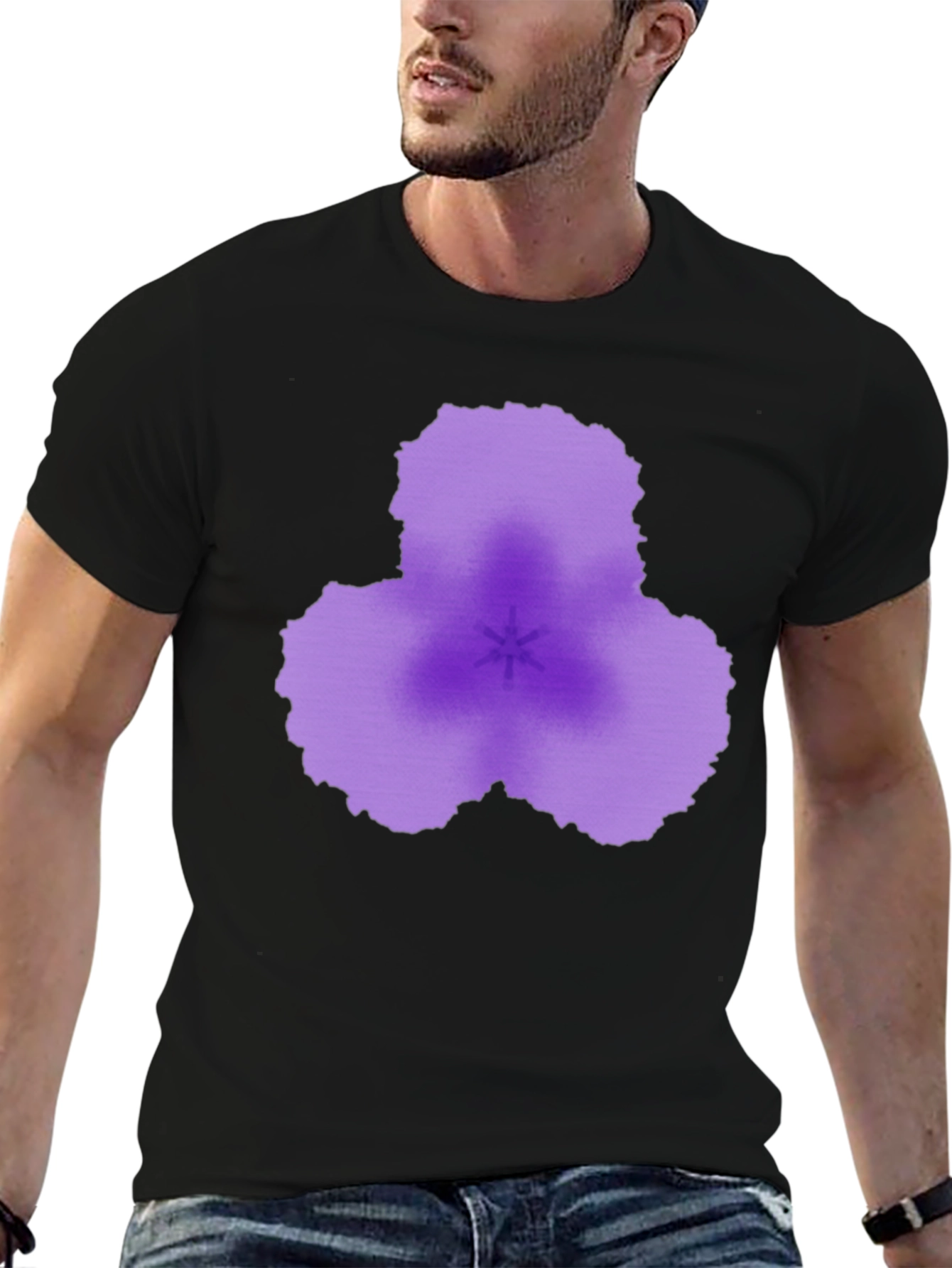 Abstract Purple Flower Black T-Shirt