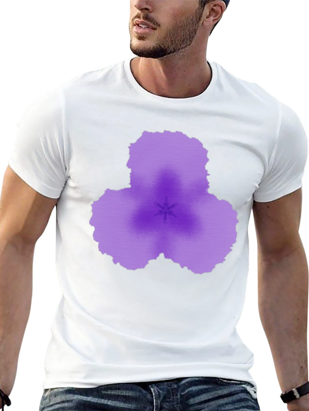 Abstract Purple Flower Black T-Shirt
