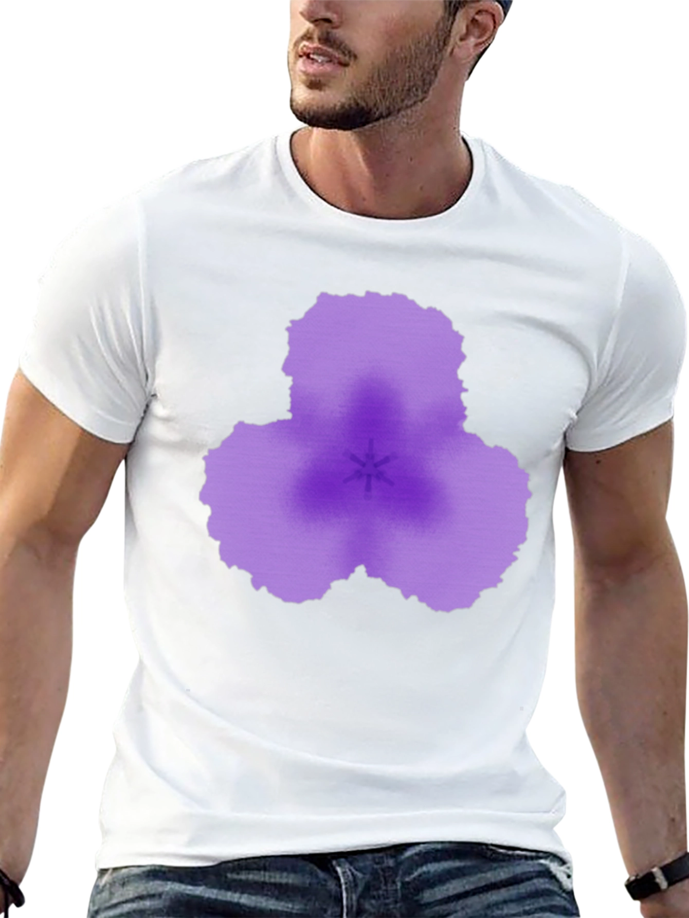 Abstract Purple Flower Black T-Shirt