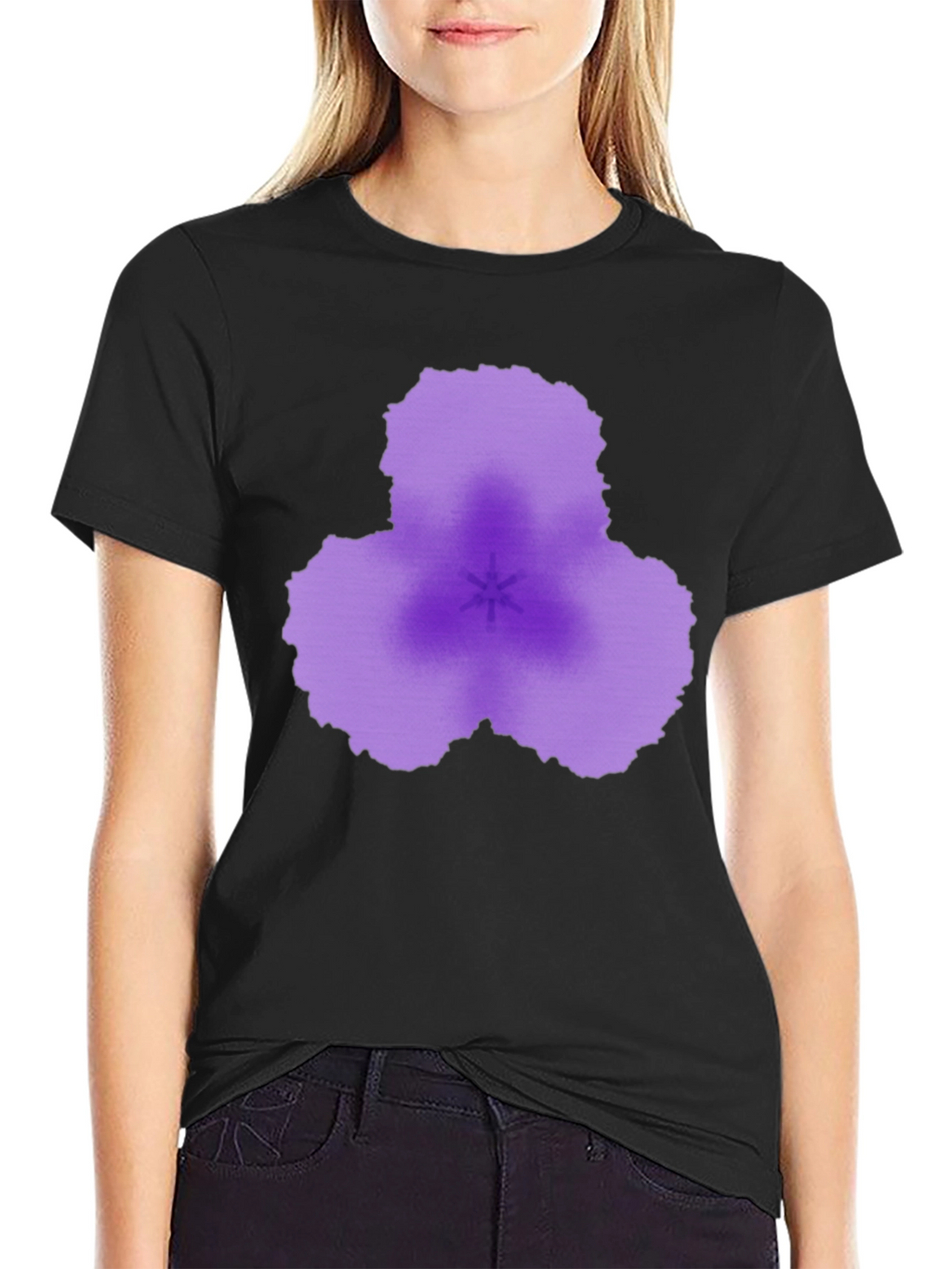 Abstract Purple Flower Black T-Shirt