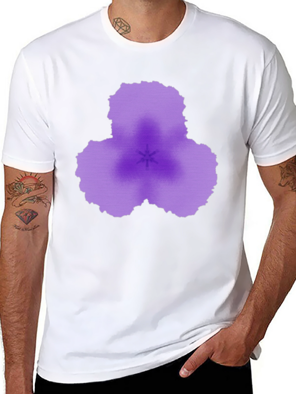 Abstract Purple Flower Black T-Shirt
