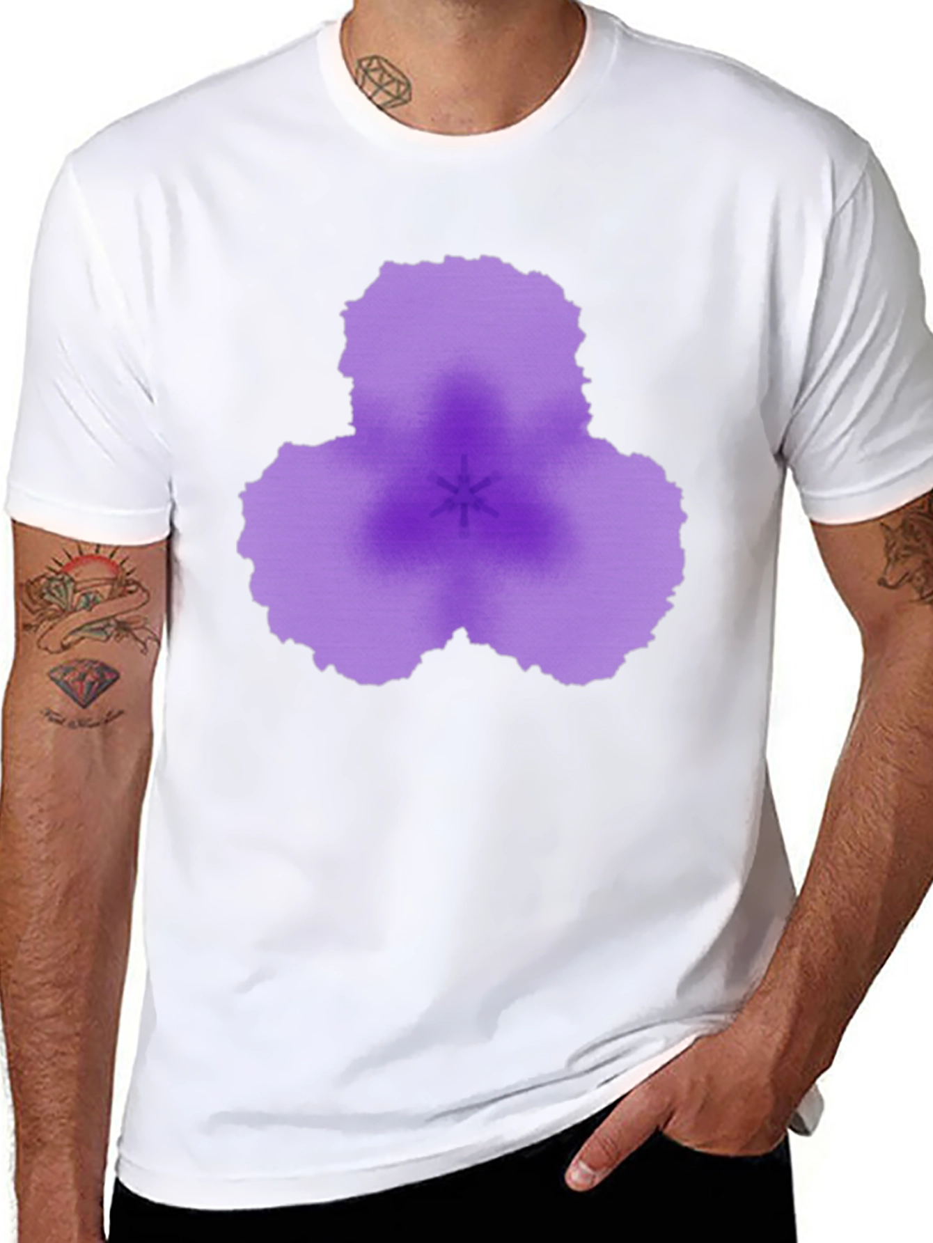 Abstract Purple Flower Black T-Shirt