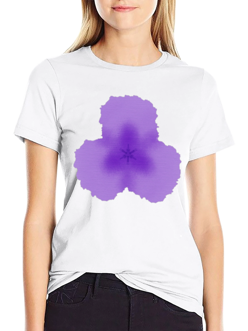 Abstract Purple Flower Black T-Shirt