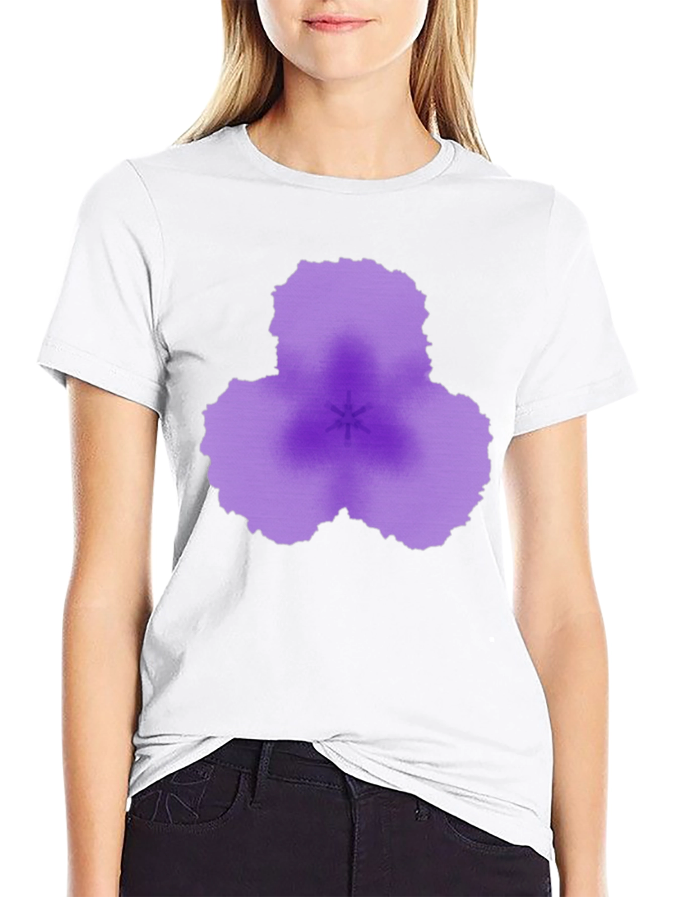 Abstract Purple Flower Black T-Shirt