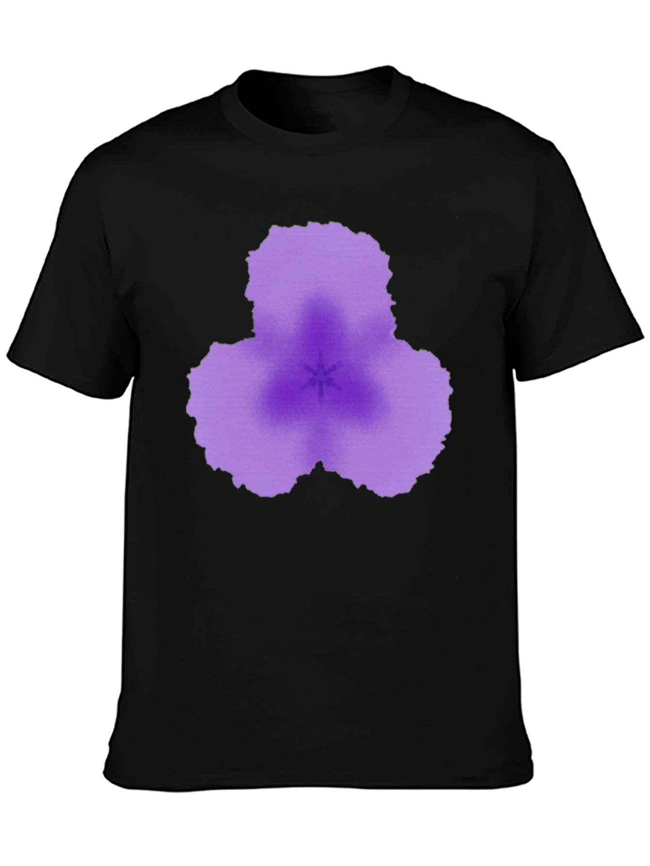 Abstract Purple Flower Black T-Shirt