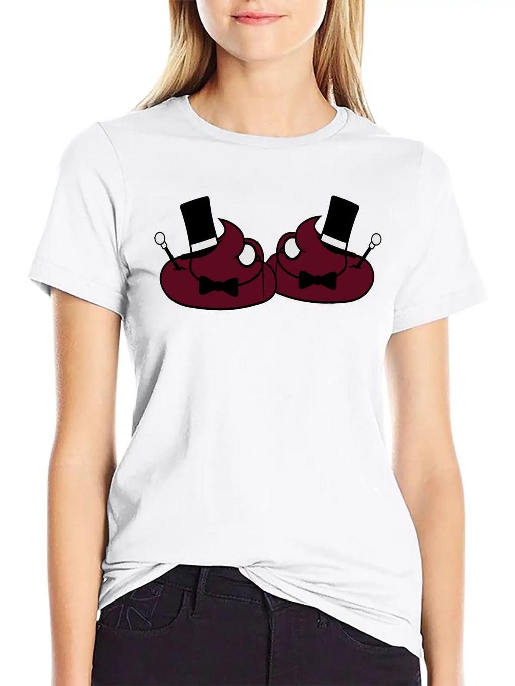 2 Friends Team Sir Mr Gentlemen Cylinder Hat Monoc Stylish Everyday T-Shirt – Unisex Basic Cotton Tee