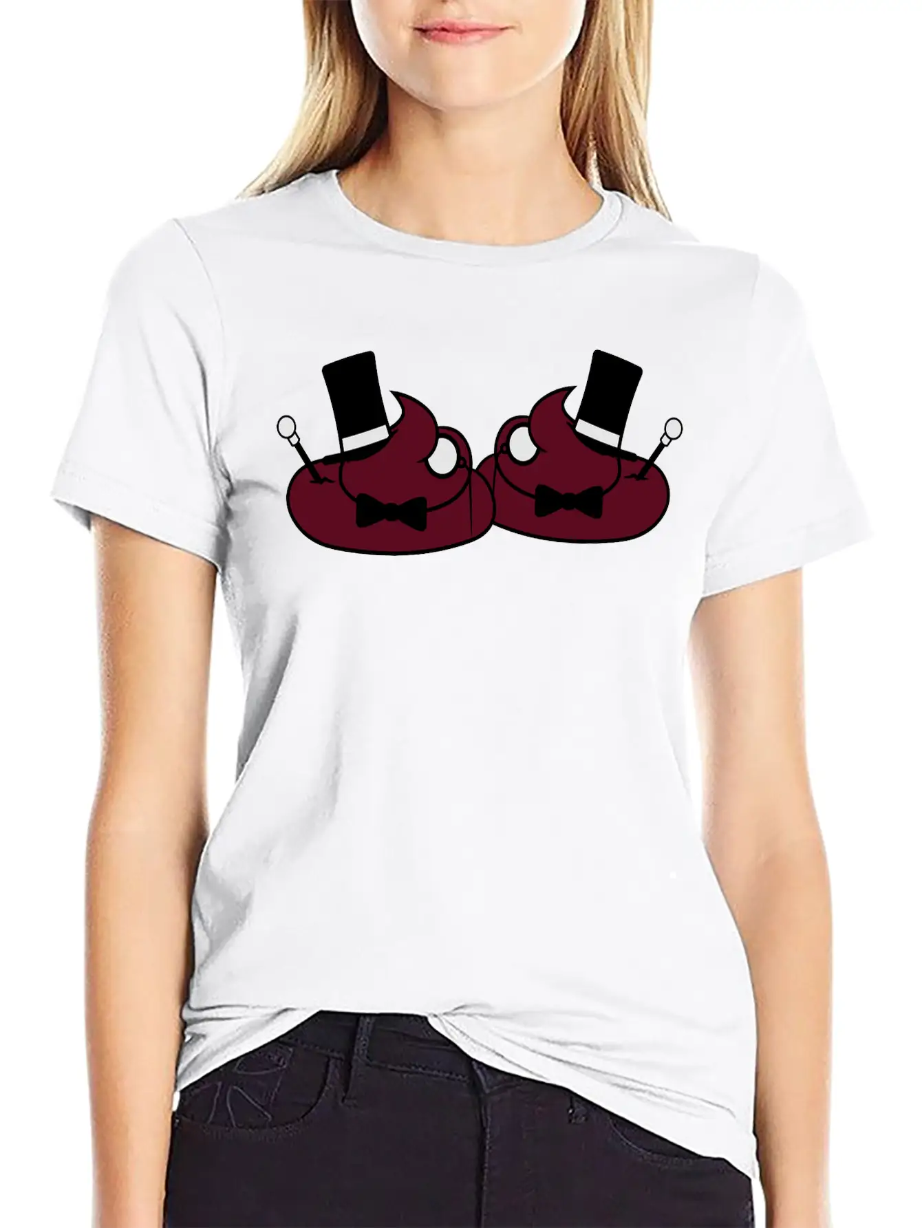 2 Friends Team Sir Mr Gentlemen Cylinder Hat Monoc Stylish Everyday T-Shirt – Unisex Basic Cotton Tee