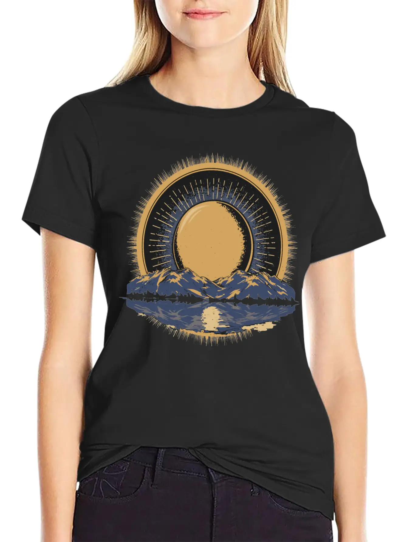 2024 Solar Eclipse American Totality Timeless Short Sleeve Tee – Comfy And Minimalist Design