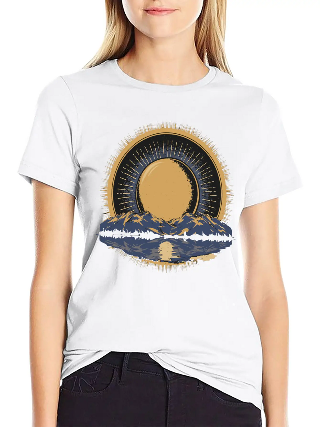2024 Solar Eclipse American Totality Timeless Short Sleeve Tee – Comfy And Minimalist Design