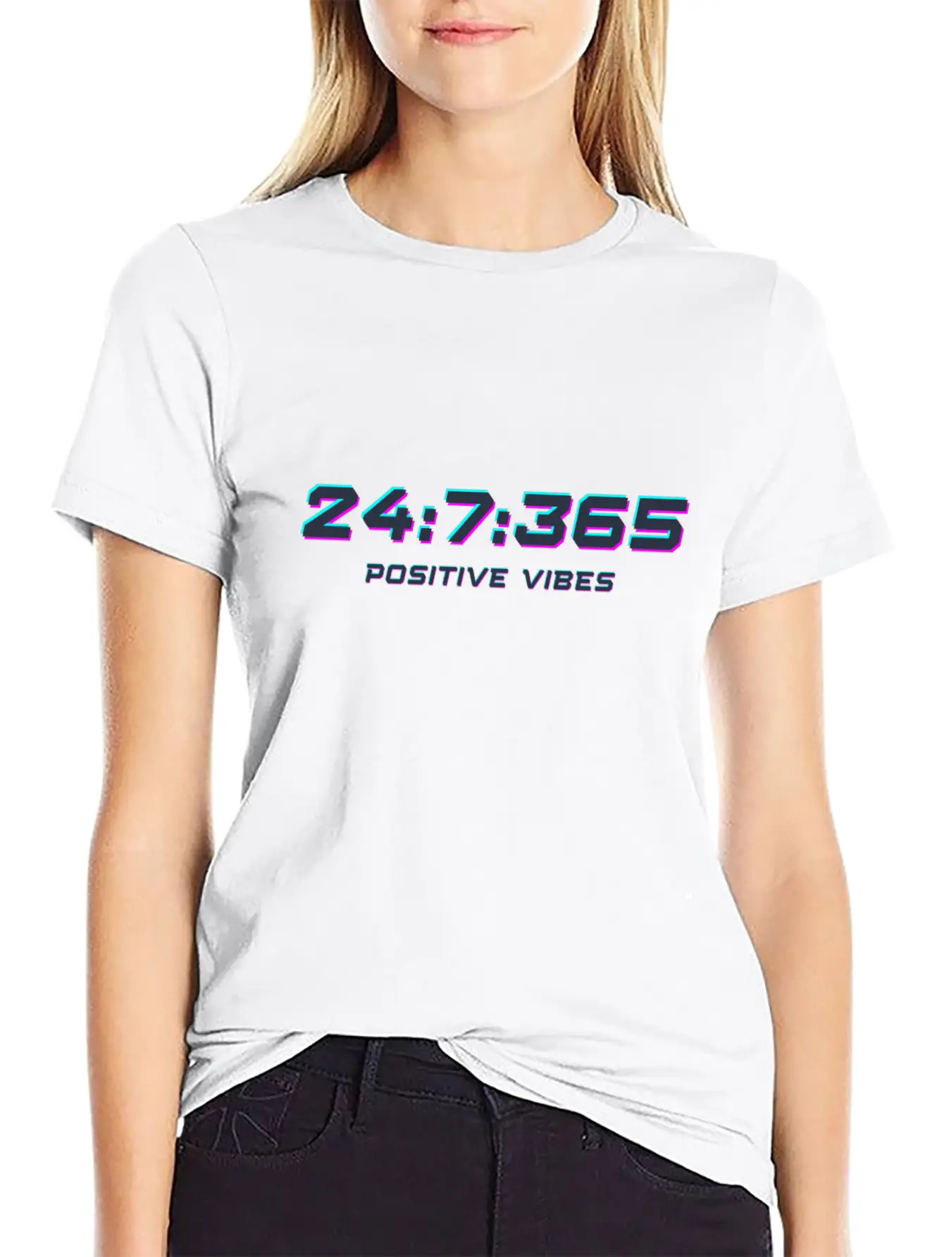 24:7:365 Positive Vibes Classic Crew Neck Graphic Tee – Everyday Minimal Look