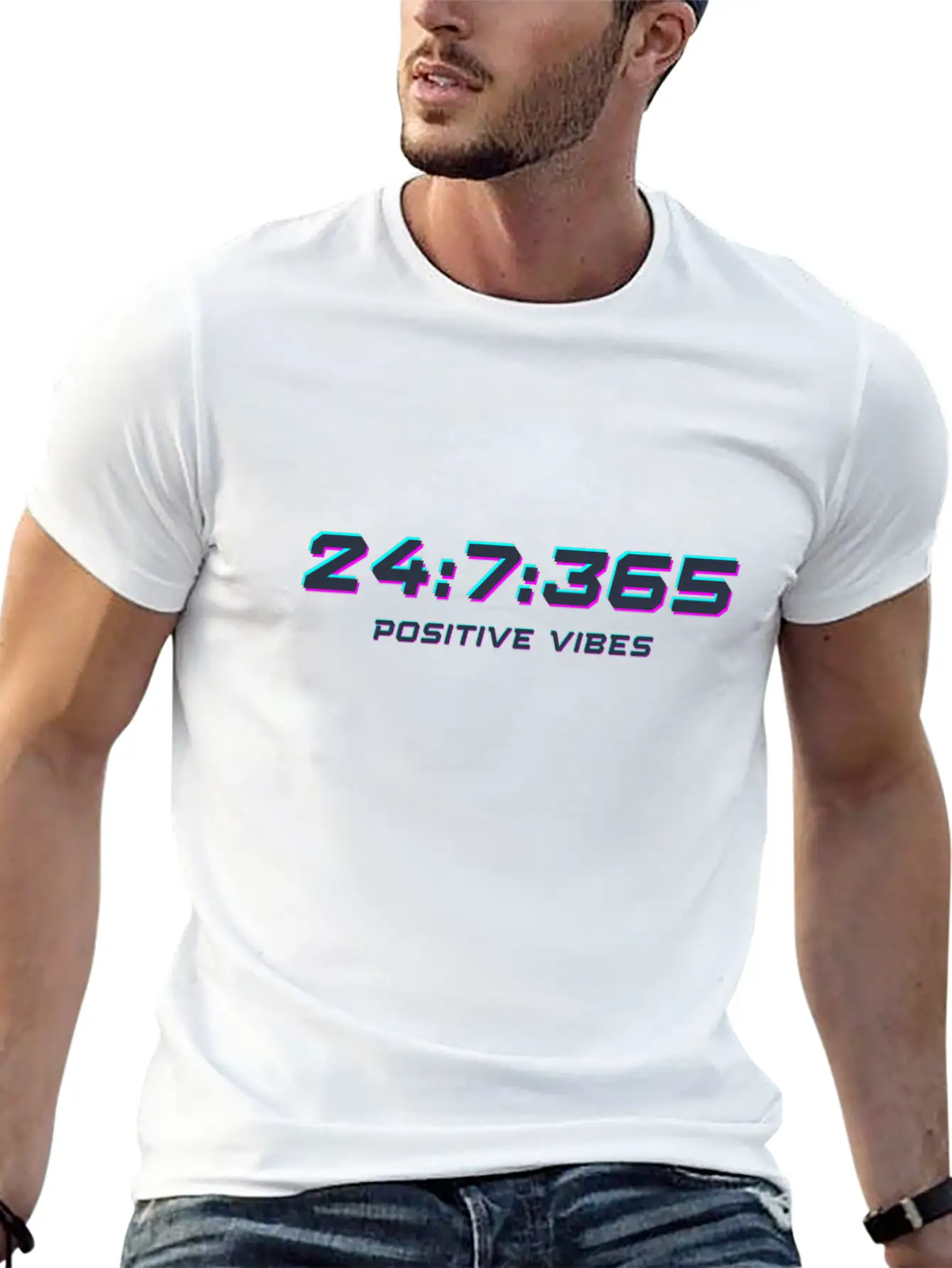 24:7:365 Positive Vibes Classic Crew Neck Graphic Tee – Everyday Minimal Look