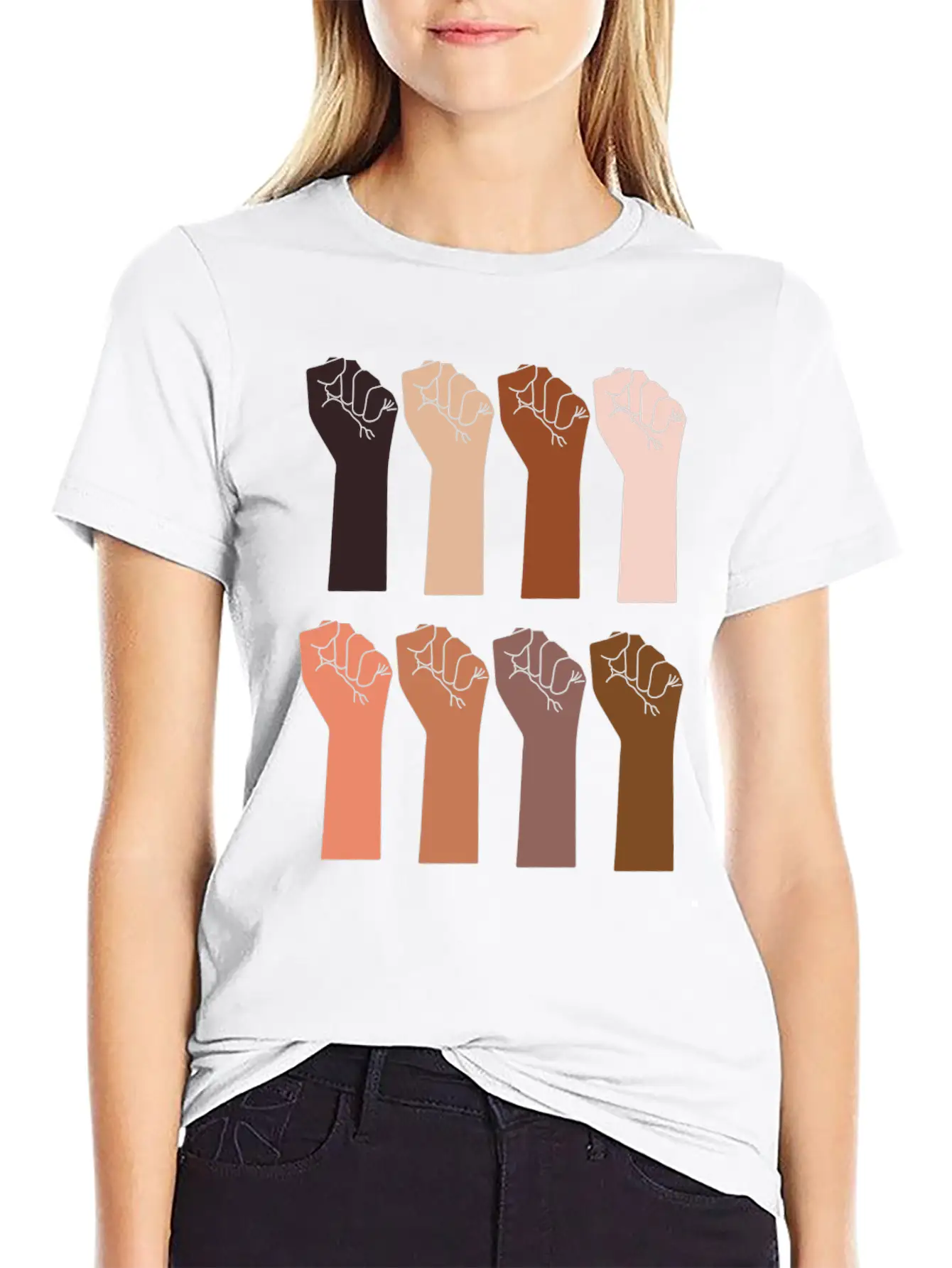 29 Hand Skin Tone 01 Classic Crew Neck Graphic Tee – Everyday Minimal Look