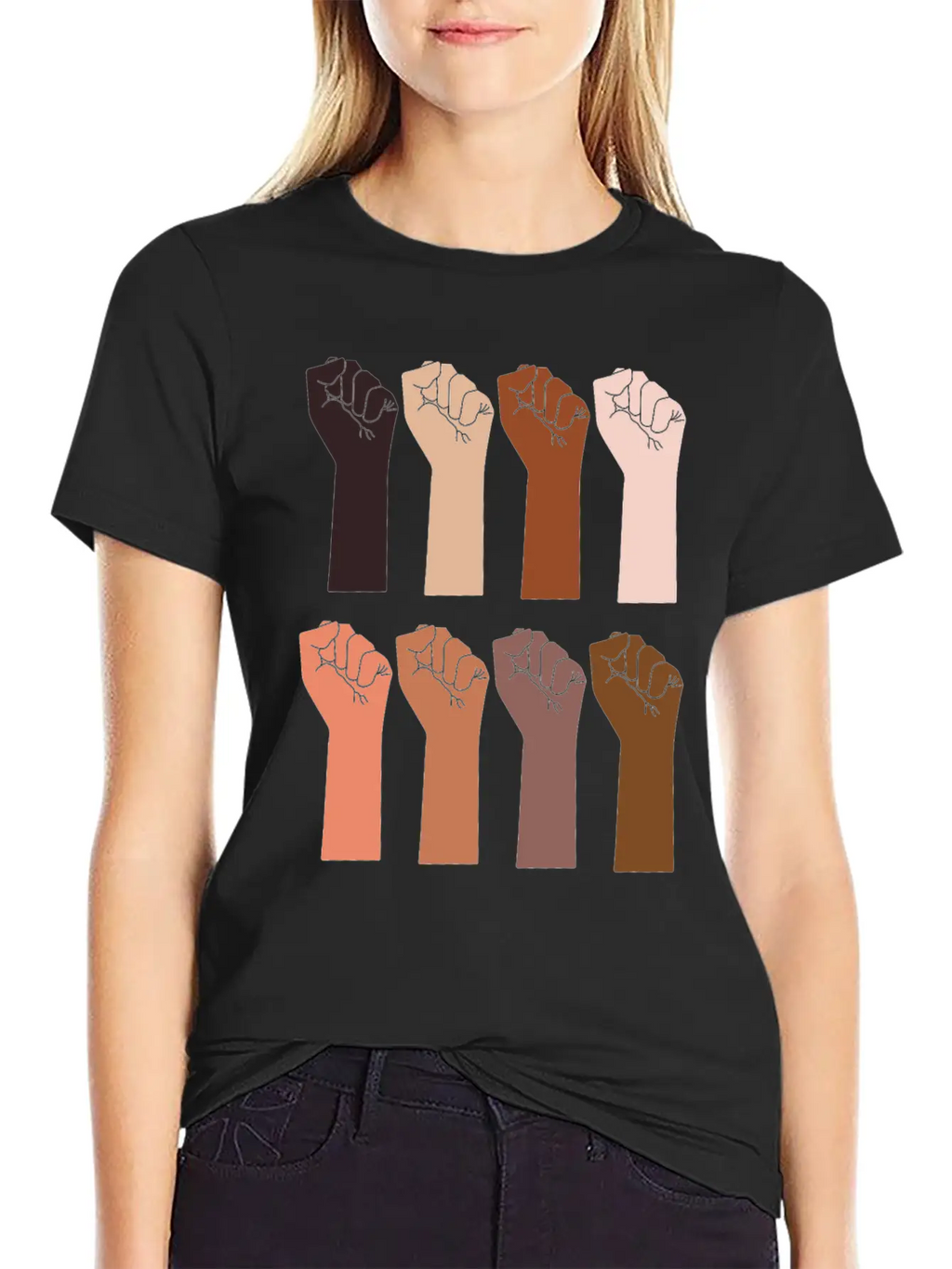 29 Hand Skin Tone 01 Classic Crew Neck Graphic Tee – Everyday Minimal Look