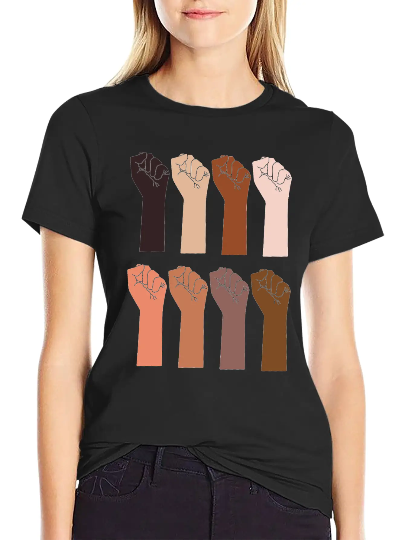 29 Hand Skin Tone 01 Classic Crew Neck Graphic Tee – Everyday Minimal Look