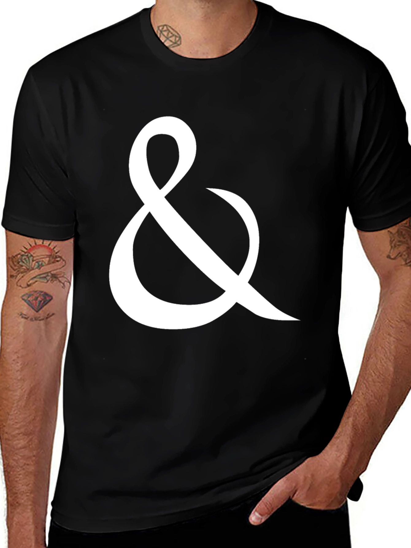 Ampersand Graphic Tee - Black Cotton Casual T-Shirt