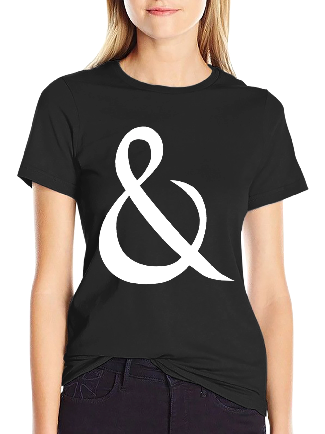 Ampersand Graphic Tee - Black Cotton Casual T-Shirt