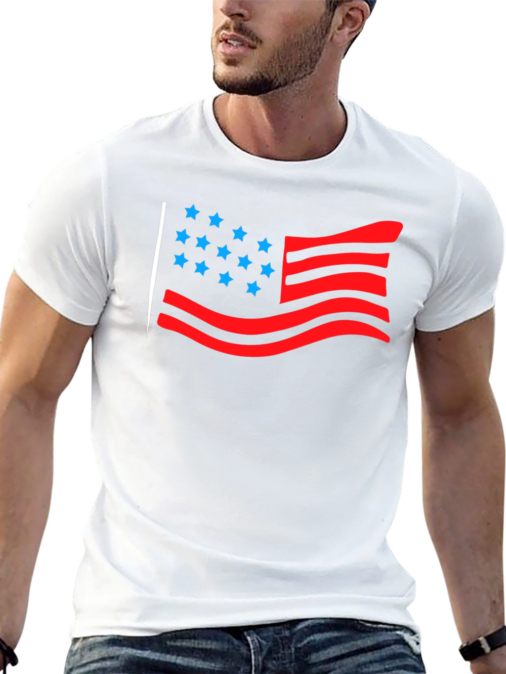 American Flag Graphic Tee - Black