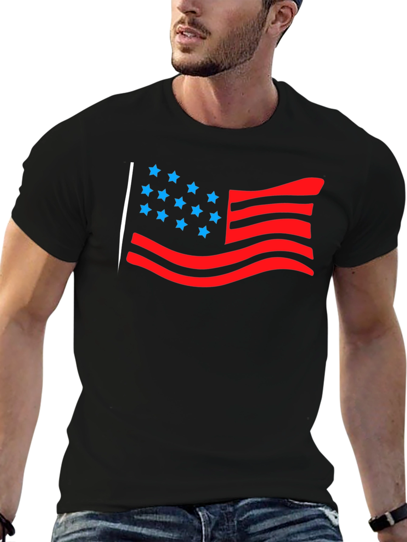 American Flag Graphic Tee - Black