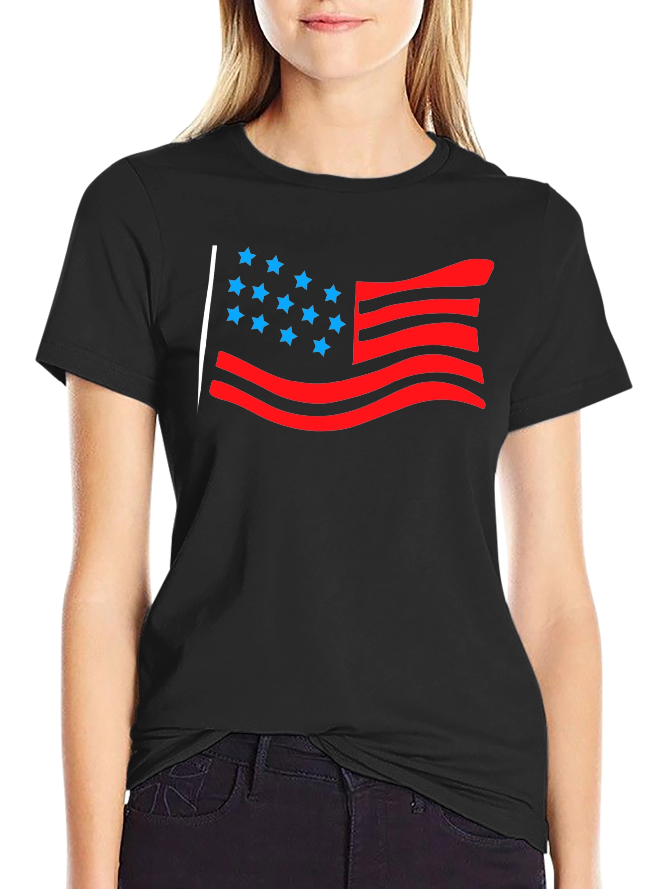 American Flag Graphic Tee - Black
