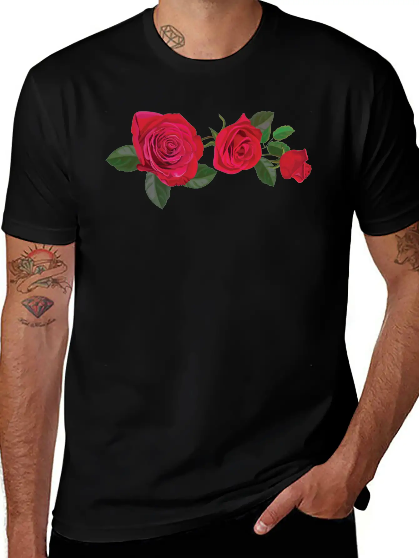 3 ROSES Classic Crew Neck Graphic Tee – Everyday Minimal Look