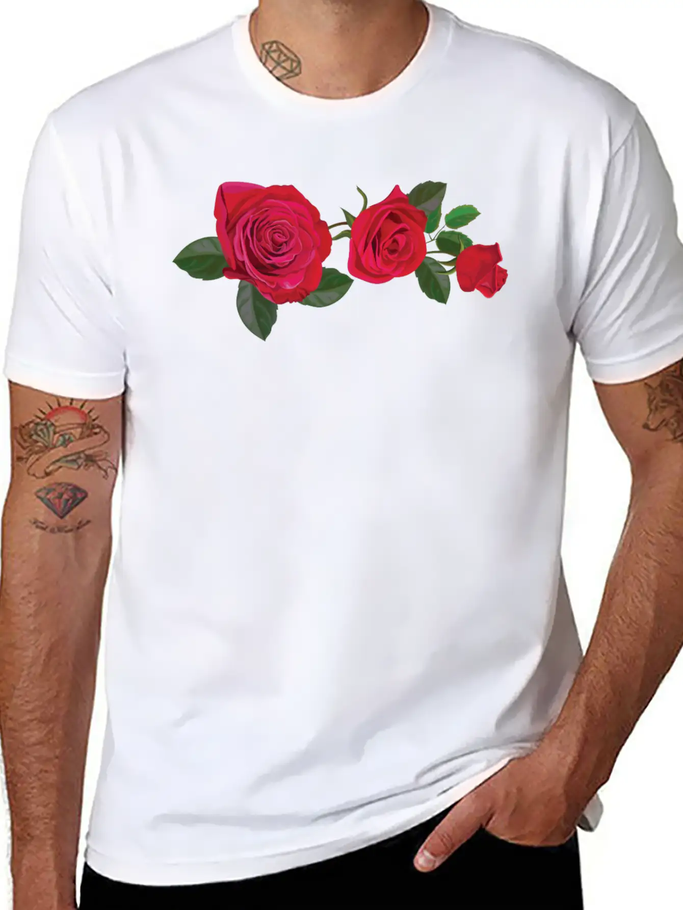 3 ROSES Classic Crew Neck Graphic Tee – Everyday Minimal Look