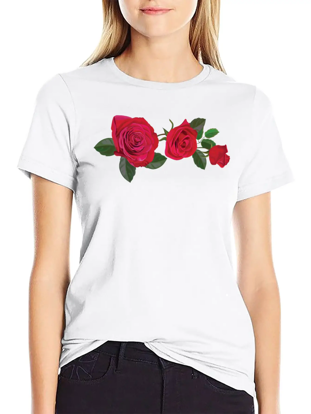 3 ROSES Classic Crew Neck Graphic Tee – Everyday Minimal Look