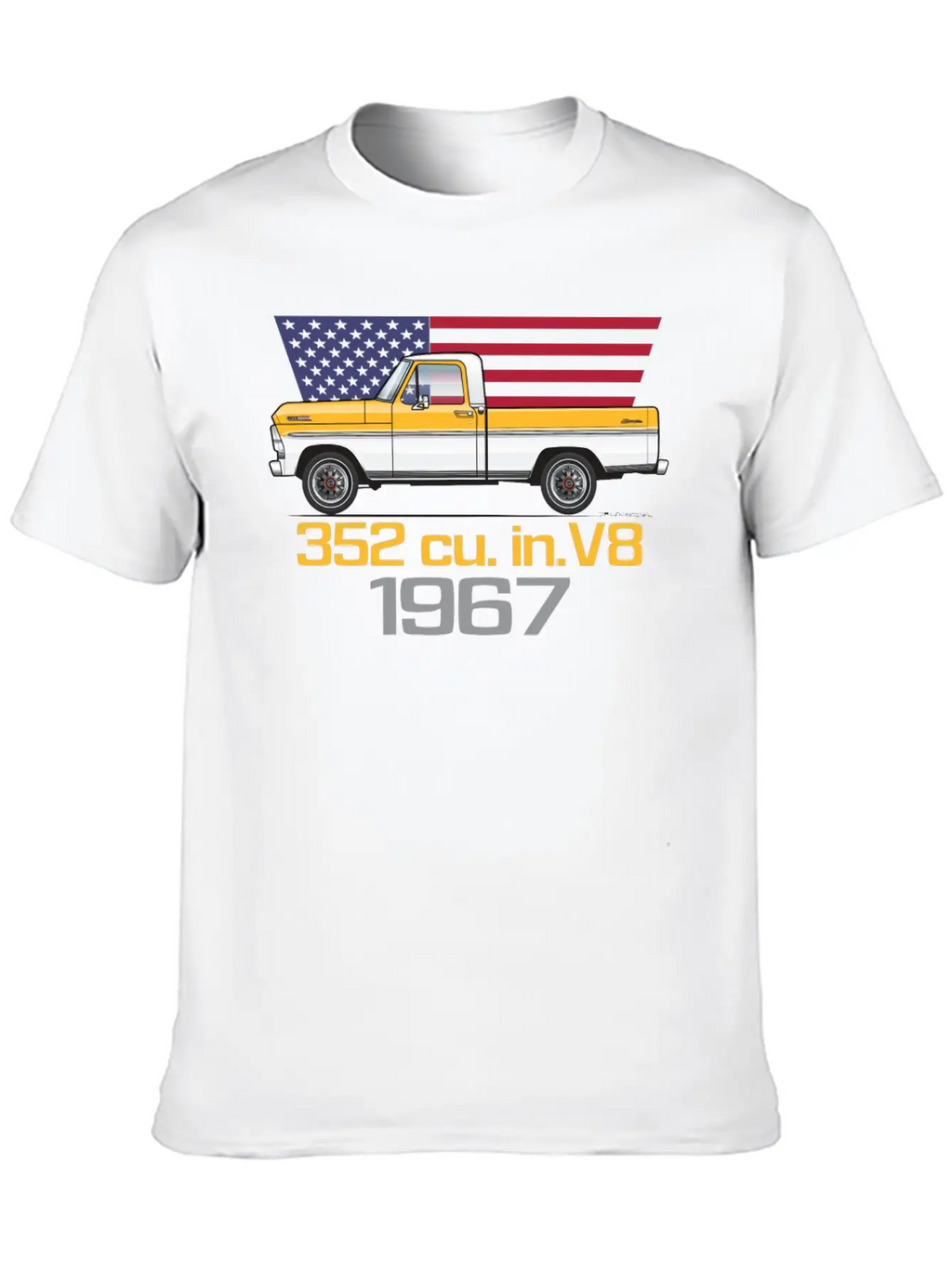 352 V8 Chrome Yellow And White Classic Fit Graphic Tee For Daily Comfort – Unisex Cotton Shirt