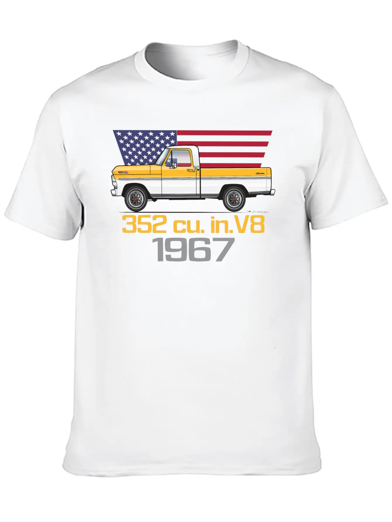 352 V8 Chrome Yellow And White Classic Fit Graphic Tee For Daily Comfort – Unisex Cotton Shirt