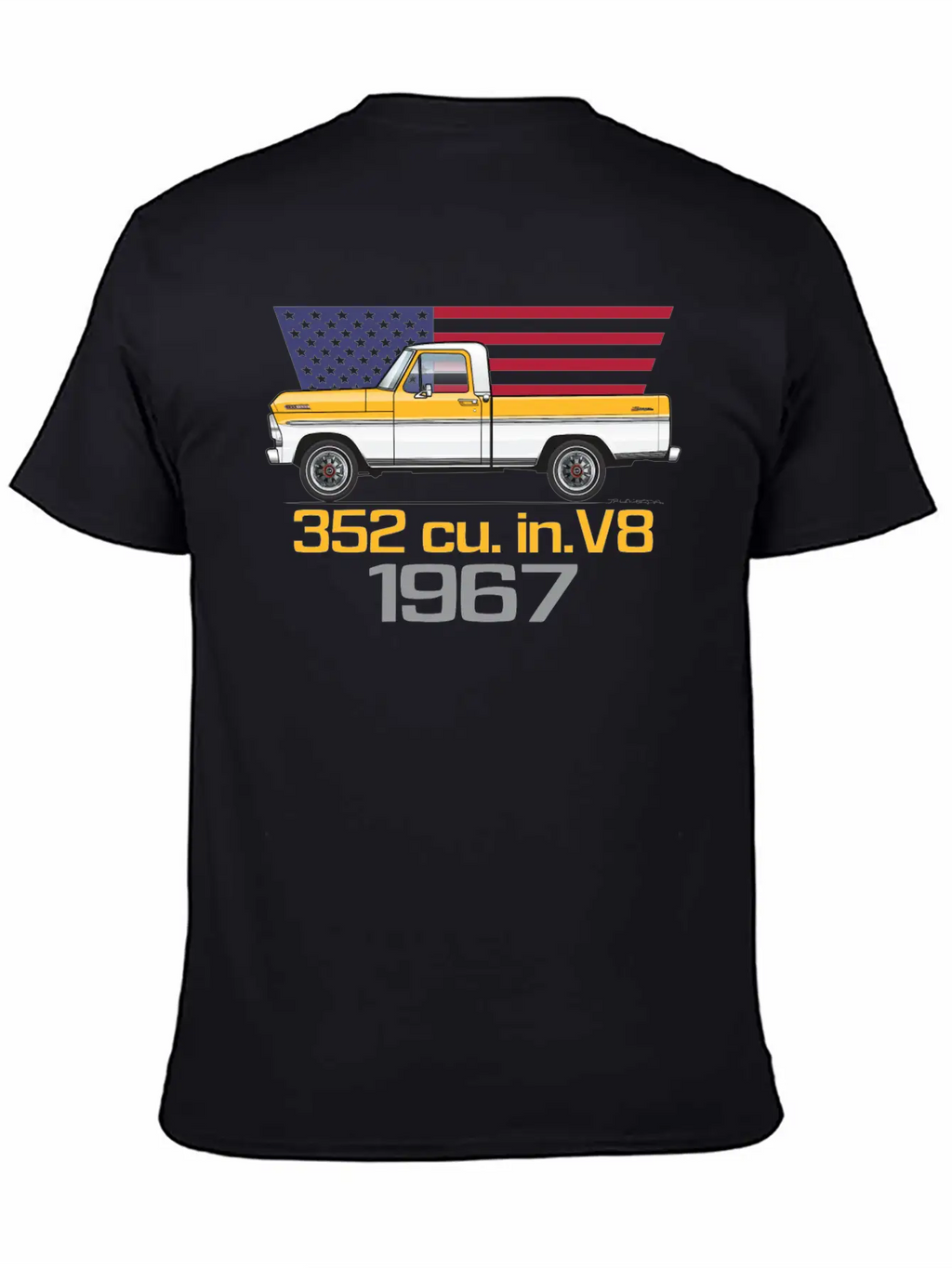 352 V8 Chrome Yellow And White Classic Fit Graphic Tee For Daily Comfort – Unisex Cotton Shirt