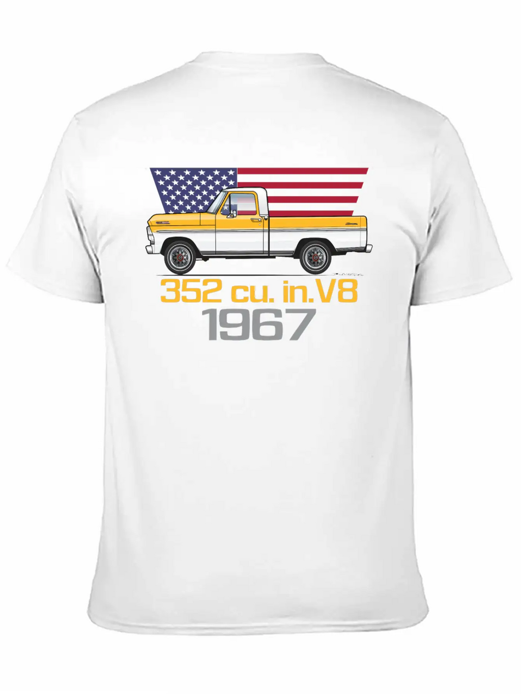 352 V8 Chrome Yellow And White Classic Fit Graphic Tee For Daily Comfort – Unisex Cotton Shirt