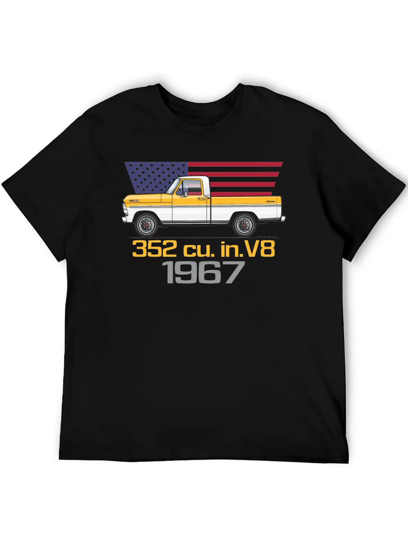 352 V8 Chrome Yellow And White Classic Fit Graphic Tee For Daily Comfort – Unisex Cotton Shirt