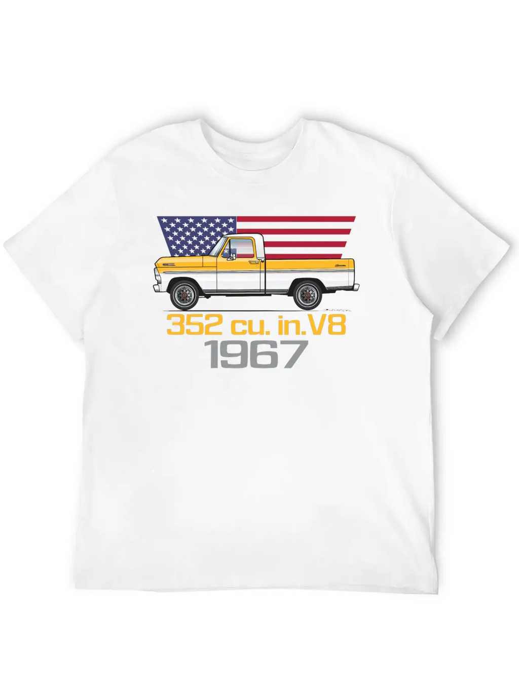 352 V8 Chrome Yellow And White Classic Fit Graphic Tee For Daily Comfort – Unisex Cotton Shirt