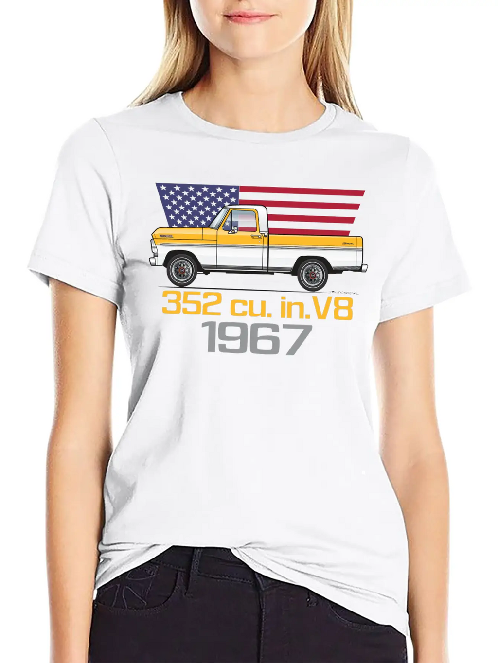 352 V8 Chrome Yellow And White Classic Fit Graphic Tee For Daily Comfort – Unisex Cotton Shirt
