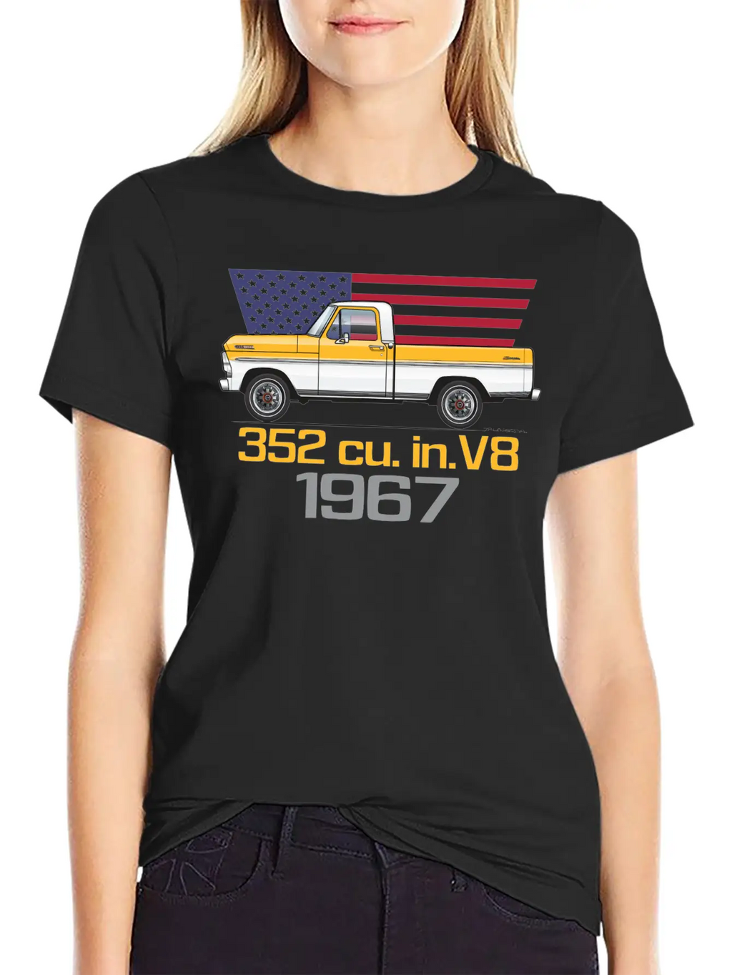 352 V8 Chrome Yellow And White Classic Fit Graphic Tee For Daily Comfort – Unisex Cotton Shirt