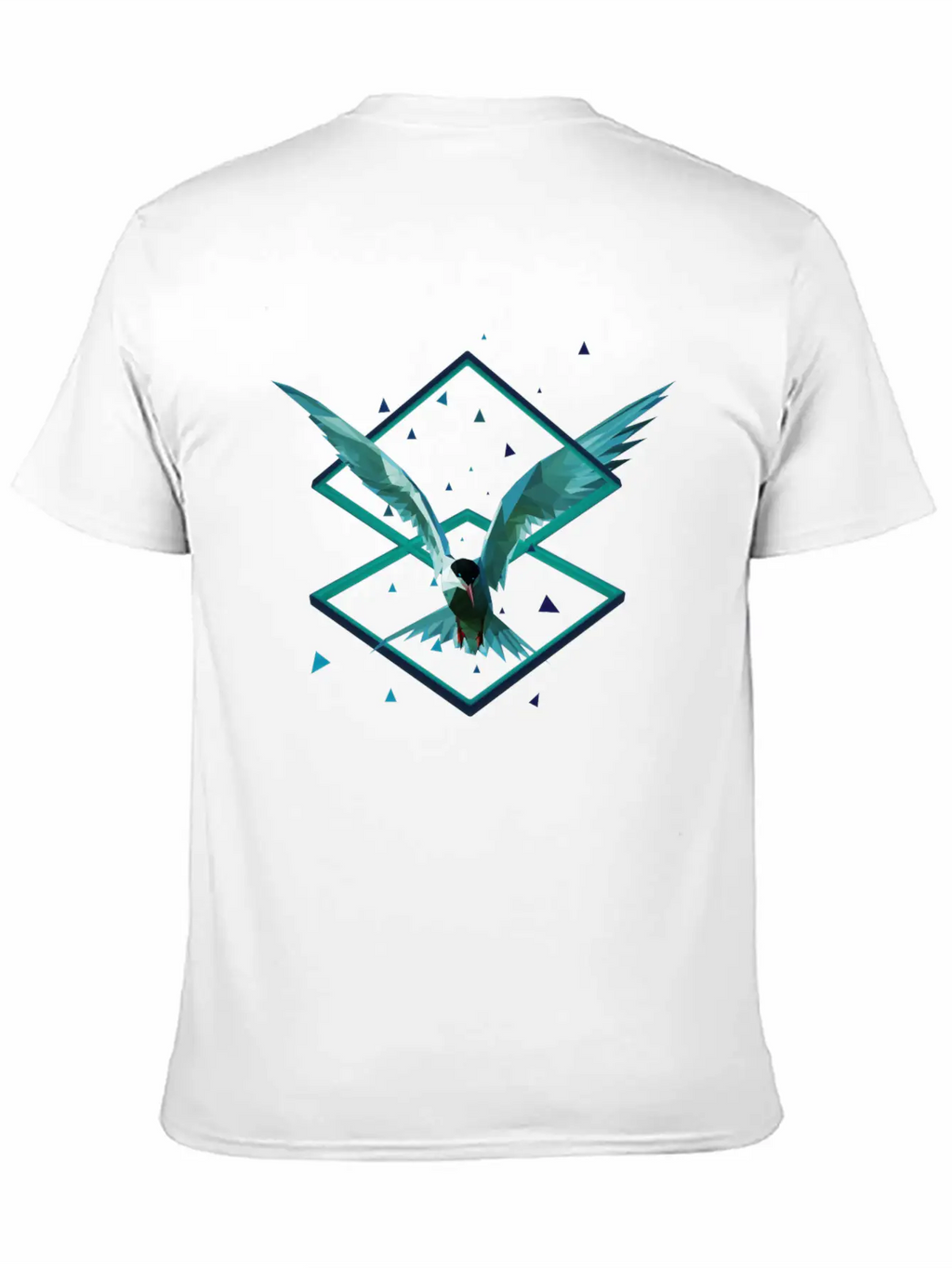 3D Art Polygonal Animal - Seagull Breathable Soft Cotton T-Shirt – Timeless Casual Look
