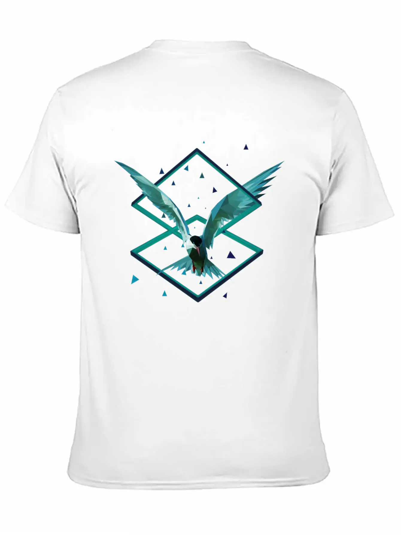 3D Art Polygonal Animal - Seagull Breathable Soft Cotton T-Shirt – Timeless Casual Look
