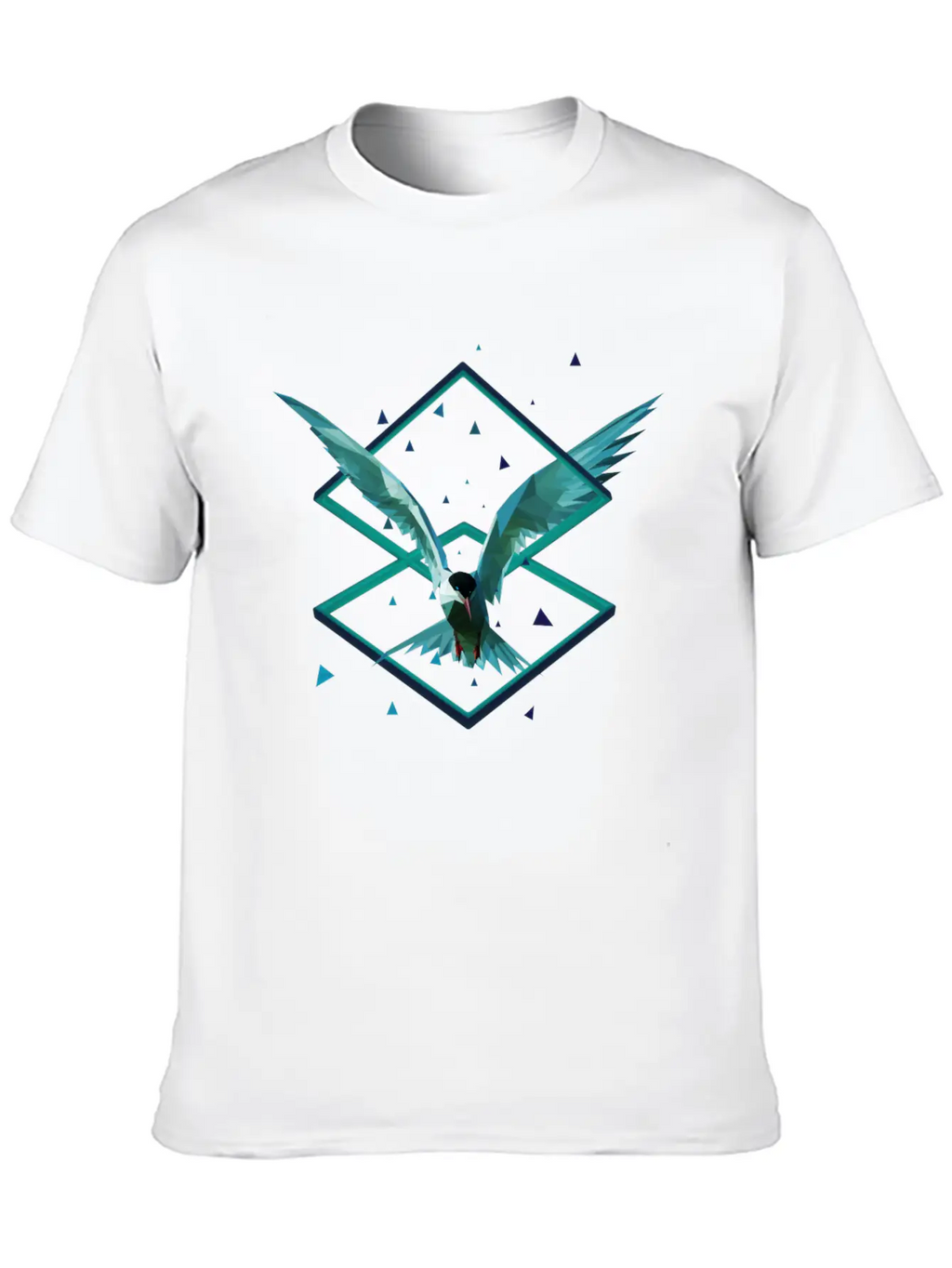 3D Art Polygonal Animal - Seagull Breathable Soft Cotton T-Shirt – Timeless Casual Look