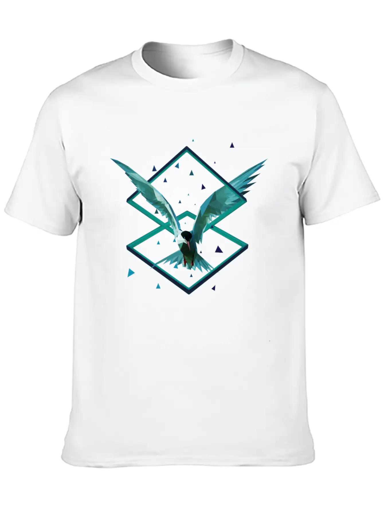 3D Art Polygonal Animal - Seagull Breathable Soft Cotton T-Shirt – Timeless Casual Look