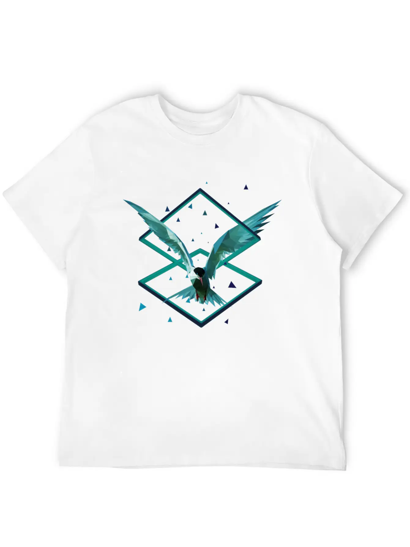 3D Art Polygonal Animal - Seagull Breathable Soft Cotton T-Shirt – Timeless Casual Look