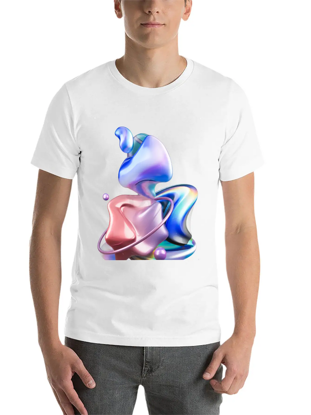 3D Holographic Abstract Basic Graphic T-Shirt – Daily Comfort In Soft Cotton