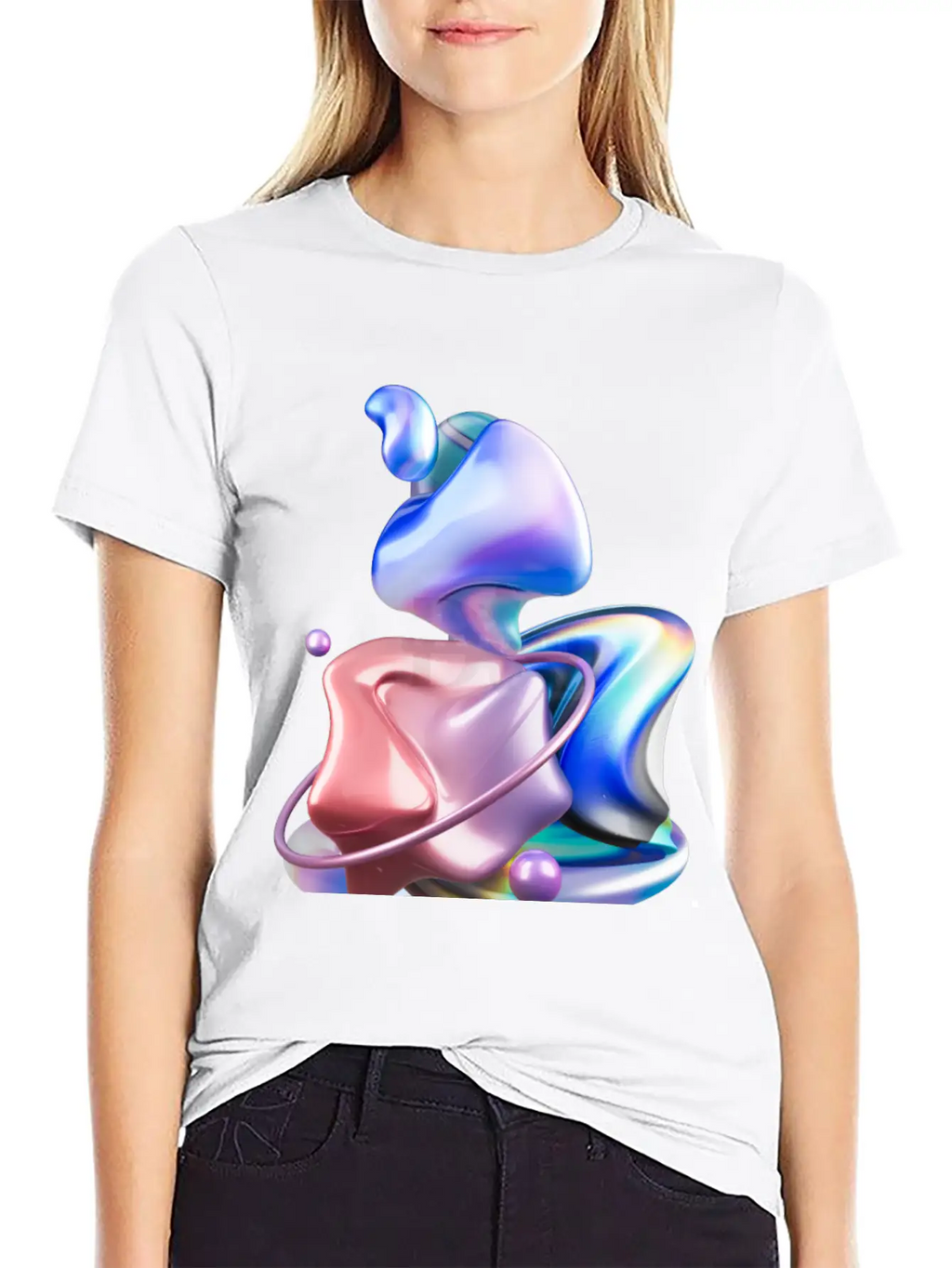 3D Holographic Abstract Basic Graphic T-Shirt – Daily Comfort In Soft Cotton