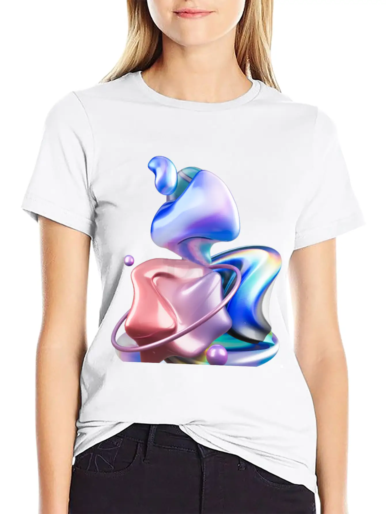 3D Holographic Abstract Basic Graphic T-Shirt – Daily Comfort In Soft Cotton