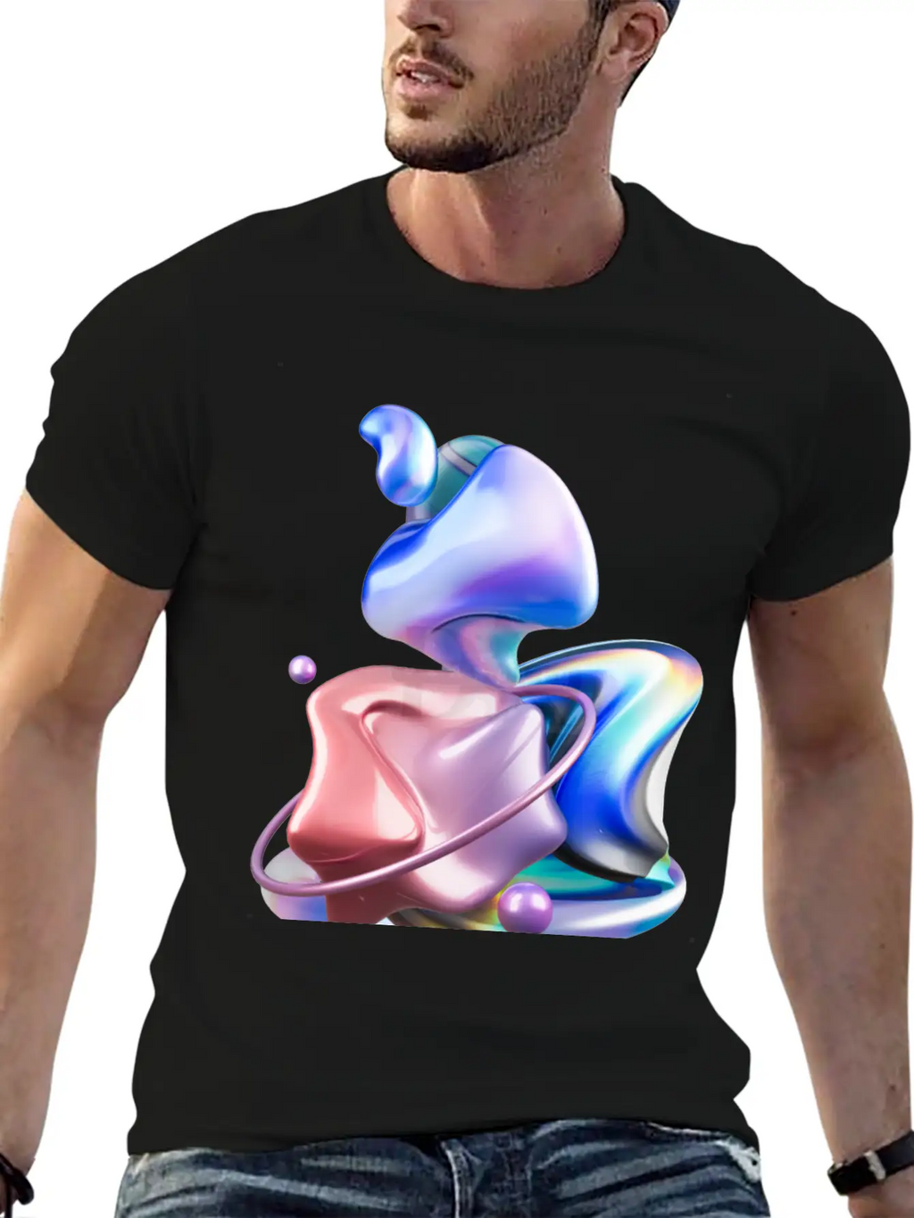 3D Holographic Abstract Basic Graphic T-Shirt – Daily Comfort In Soft Cotton