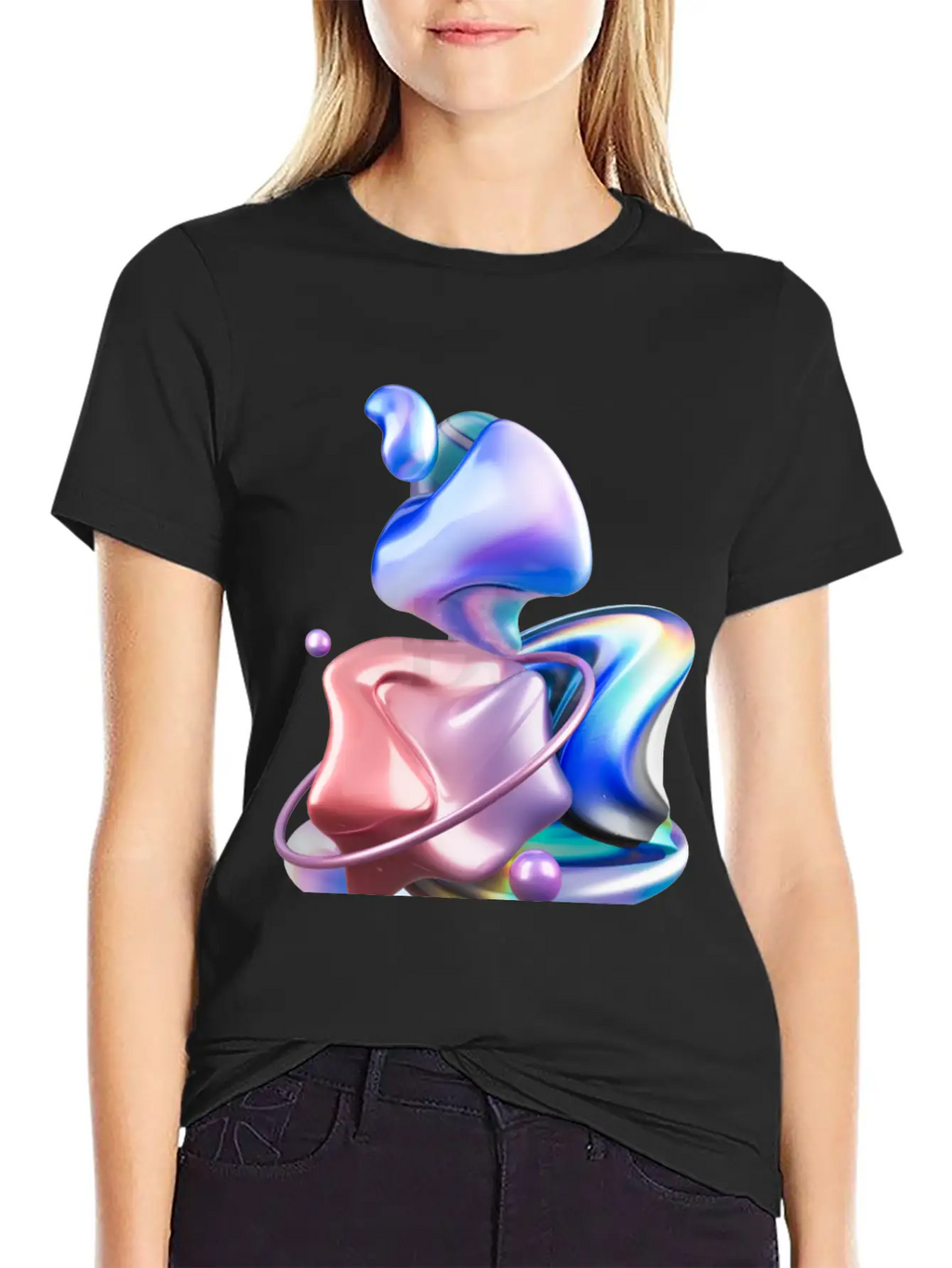 3D Holographic Abstract Basic Graphic T-Shirt – Daily Comfort In Soft Cotton