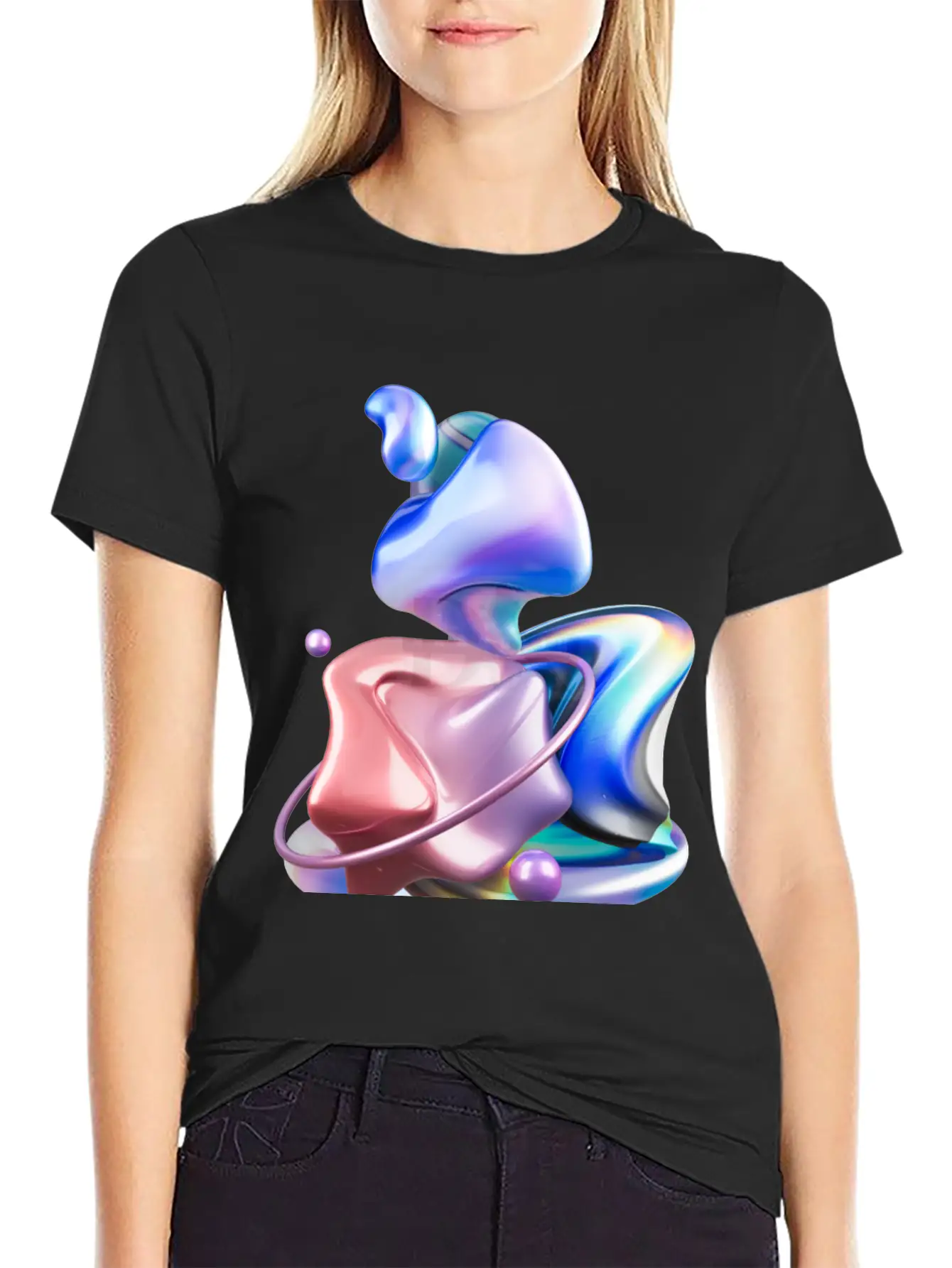 3D Holographic Abstract Basic Graphic T-Shirt – Daily Comfort In Soft Cotton