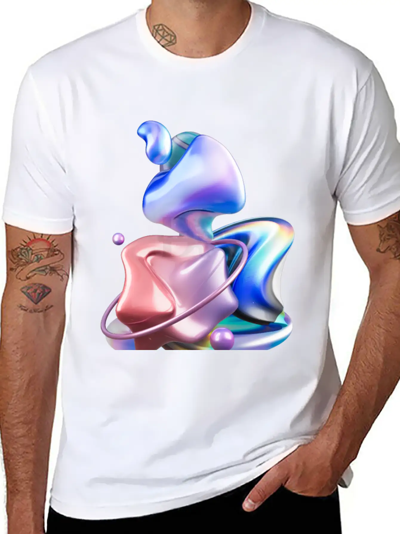 3D Holographic Abstract Basic Graphic T-Shirt – Daily Comfort In Soft Cotton